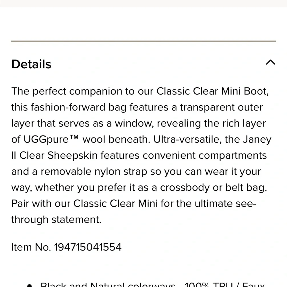 UGG Janey II Clear Convertible Crossbody/Fanny Pack Bag - Picture 3 of 11